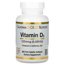 Витамины California Gold Nutrition Витамин D3 125 мкг (5000 МЕ) 360 желатиновых капсул